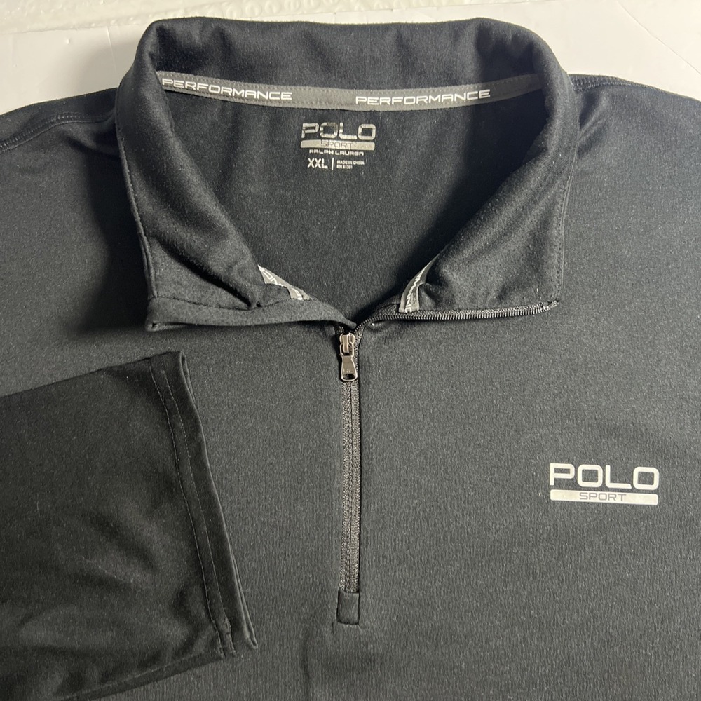 Polo Sport Ralph Lauren Quarter Zip Pullover Men's 2XL Black Performance